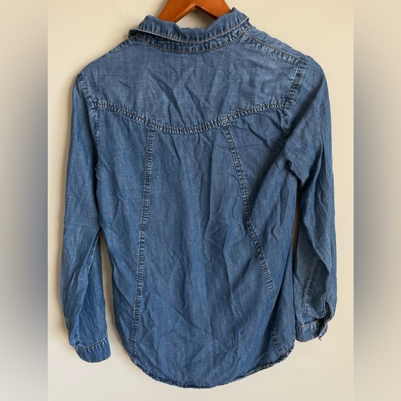 Anthropologie Cloth & Stone Sz XS Chambray Button Down Long Sleeve Shirt Tencel - Picture 8 of 13